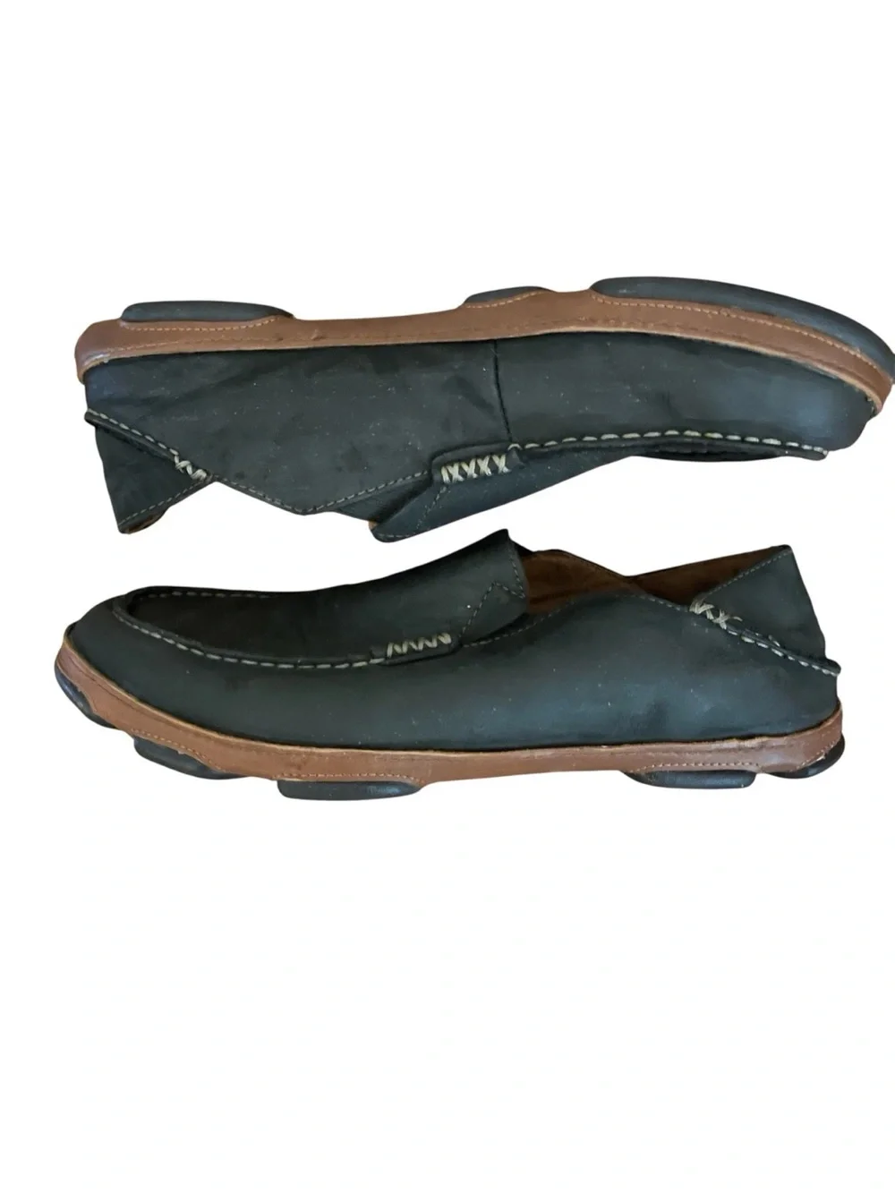 Olukai Moloa Black Nubuck Leather Slip On Loafers Shoes  Men's 9